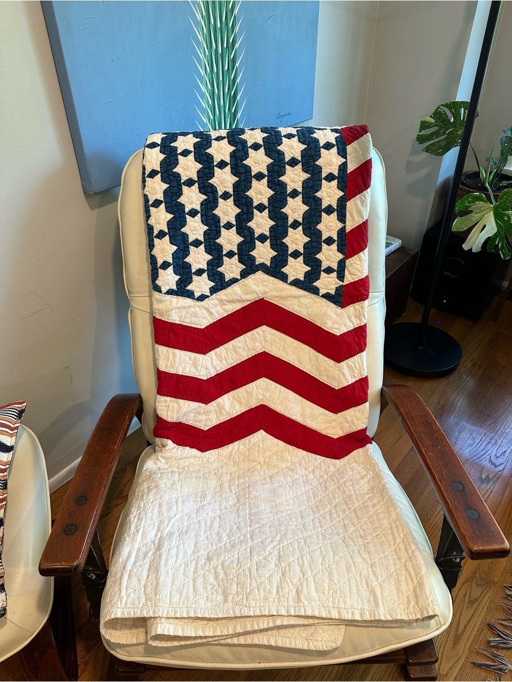 Vintage patriotic handmade quilt 48 stars